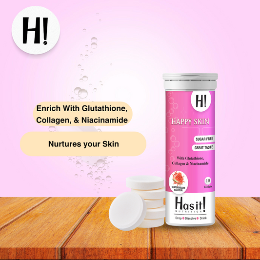 600 mg Glutathione| Collagen| Niacinamide| HasIt Happy Skin| Effervescent 10 tablets